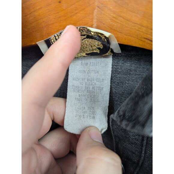 VTG WC Western Collection Denim Dress Petite Dark Gray USA Made Fit & Flare - Picture 4 of 6